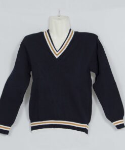 Navy Blue / White / Gold / White 3 Stripe School Jersey