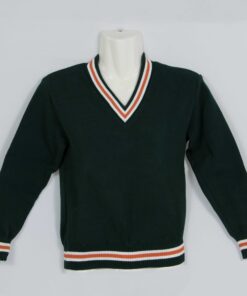 Bottle Green / White / Orange / White 3 Stripe School Jersey